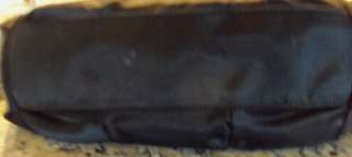Vera Wang Perfectly Beautiful Hobo Nylon Cloth Bag Leather Trim Black 
