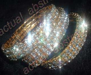 wholesale 24pcs Czech rhinestone&gold plated stretchy bracelet 3row