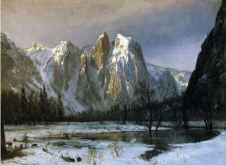 Cathedral Rocks, Yosemite Valley, Bierstadt oil repro  