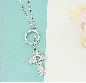   Jewelry Womens Crystal D Letters Cross Ring Necklace Chain  