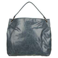 Prada Vitello Shine Blue Leather Hobo Bag  Overstock