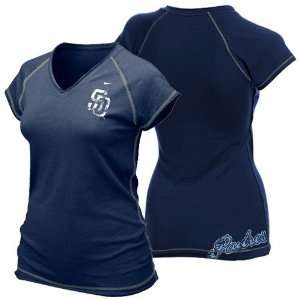   Diego Padres Ladies Navy Blue Bases Loaded T shirt: Sports & Outdoors