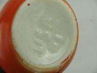 Vintage Orange/Red Ceramic USA Pottery #4 Mark Ball Tilt Creamer Milk 