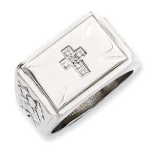  Stainless Steel Diamond Cross w/Textured Sides Polished 