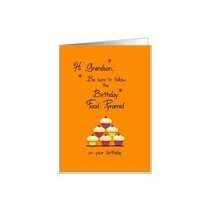  Grandson Birthday Food Pyramid Cupcakes Humor Card Toys & Games