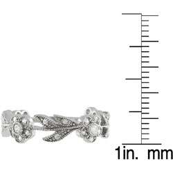 Tressa Sterling Silver CZ Flower and Leaves Ring  