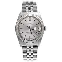 Pre owned Rolex Datejust Mens Steel Silver Dial Watch  Overstock