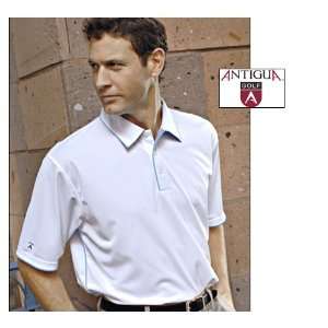  Superior Mens Antigua Golf Shirt (Color=White/NC Blue 