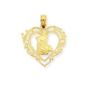 14k Gold Teddy Bear in Heart Pendant 0.97 gr.: Jewelry