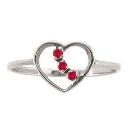 10k Gold Created Ruby 3 stone Heart Ring  Overstock