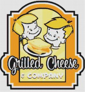 Grilled Cheese Please Retro Ad Cross Stitch Pattern Art  