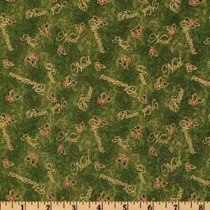  44 Wide Christmas Memories Words Green Fabric By The 