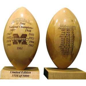  Michigan 11 Times Champions 5/8 Scale Laser Engraved Wood Football 