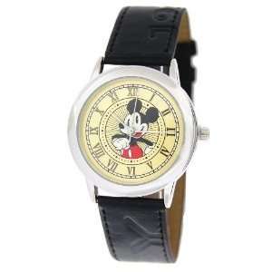   #41642 Unisex Mickey Mouse Black Leather Strap Watch Toys & Games