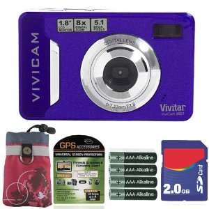 Vivitar Vivicam 5.1MP Purple Digital Camera Plus 2GB Accessory Bundle
