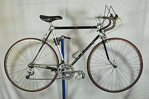 Vintage Steel 57cm Lugged Road Bike Bicycle Black Silver Suntour Bar 