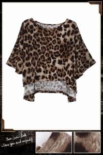New Korea Womens Leopard Loose Wool Knit Top  