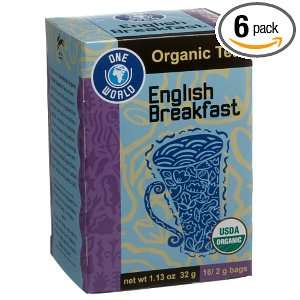 One World Tea english Brkfast 16 Count, 1.13 Ounce Boxes (Pack of 6)
