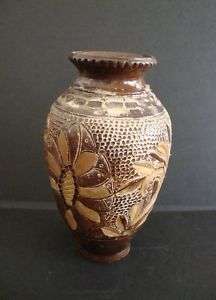 Vintage Korond European Art Pottery Brown Vase  