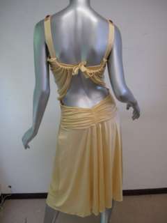 La Perla Dress Yellow Rayon Sleeveless w/ Beads sz 42  