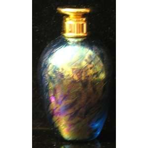 Glass Eye Studio 3 1/2 Iridescent Blue Swirl Perfume Bottle with 