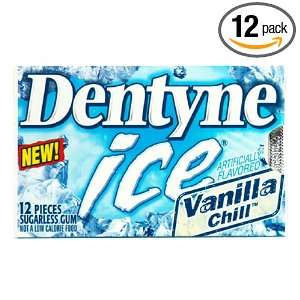 Dentyne Ice Sugarless Gum, Vanilla Chill, Pieces, 12 Count (Pack of 12 