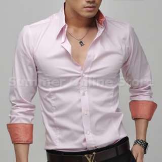 New Mens Casual Slim Fit Simple Stylish Dress T shirts Korean Style sz 