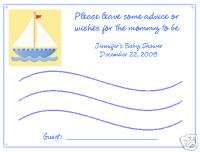 20 Sailboat Boat Advice Cards for Baby Shower Mommy  