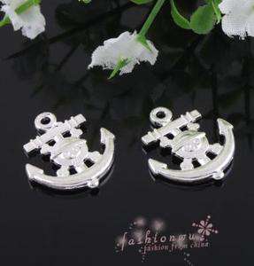 50X Nice Silver Plated Pirate ship Anchor Alloy Charm  