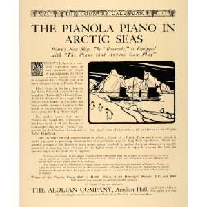 1905 Ad Aeolian Pianola Piano Arctic Expedition Ships   Original Print 