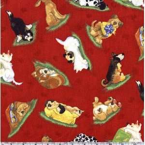   Puppy Dreams Playtime Red Fabric By The Yard Arts, Crafts & Sewing