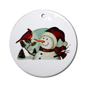  Ornament (Round) Christmas Snowman Wearing Scarf with 