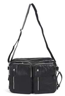   Genuine Cowhide Leather Messenger Backpack Bag Black (MCAB10490B