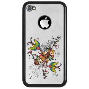  iPhone 4 or 4S Clear Case Black Live Free Birds   Peace 