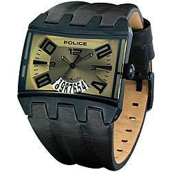 Police Mens Dimension Brown Leather Strap Watch  