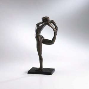   Iron Female Yoga Sculpture, Old World Bronze Finish