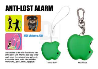 20m Green Apple Shape Wireless Anti Lost Alarm Device for Kids Phones 