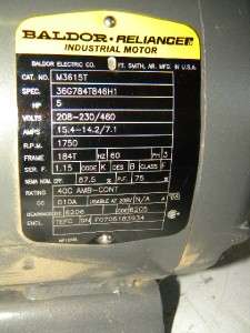 Baldor M3615T Motor 1750RPM 5HP Phase 3  