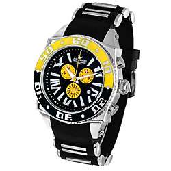 Aquaswiss Mens 62XG0134 Black/ Yellow Bezel Watch  