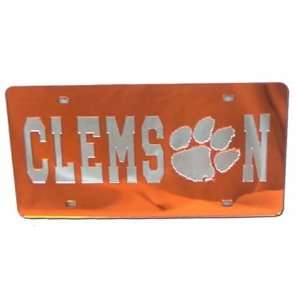  Clemson Tigers Orange W/Silver CLEMSON Paw Mirror 