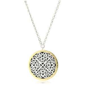 LOIS HILL Two Tone Flat Geo Disk Pendant Single Chain Necklace