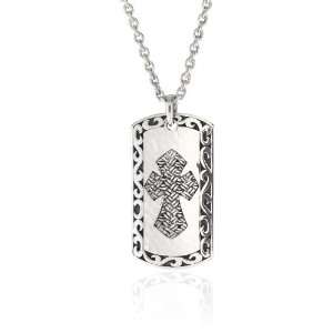  LH MEN Tribal Thai Weave Tribal Cross Dogtag Necklace Jewelry