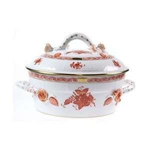 Herend Chinese Bouquet Rust Covered Vegetable Dish With Branch:  
