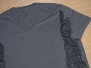 Armani Exchange Feather V neck T Shirt Pewter NWT  