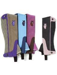 Childs Synthetic Half Chaps with Embroidered Horse Head