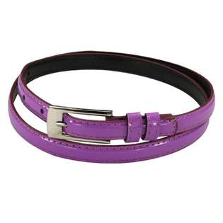 Dahlia Womens Slim Dress Belt with Rectangular Buckle   Purple at 