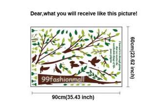 Removable Stylish Tree 6 Brown Birds Poem Large Art Mural Wall Sticker 