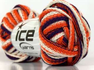 Lot of 6 Skeins ICE SOFT FRILLY Ruffle Scarf Yarn Purple Orange White 