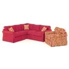 Designs 2 pc sectional sofa with rolled arms and skirted bottom