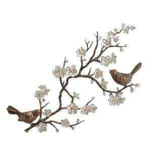 37 Aluminum Birds Cherry Blossom Wall Mount Sculpture Plaque  